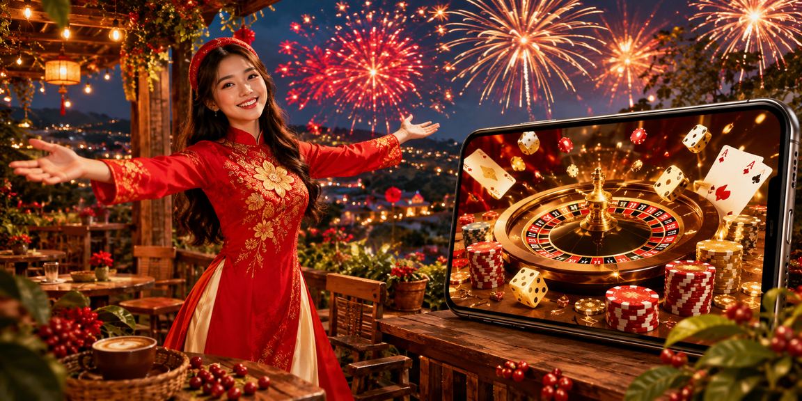 Người phụ nữ mặc áo dài chơi mobile casino tại Đà Lạt